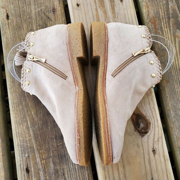 Kate Spade Bowie Desert Tan Suede Leather Fringe Tassel Zip Ankle Boot Booties - Picture 5 of 10